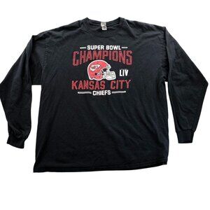 Gildan Mens Sweatshirt 2XL Black Kansas City Chiefs Super Bowl LIV Champions Top